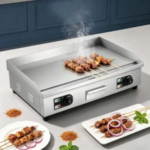 Commercial Cooking Equipment QL EGC02 4400W Noise Reduction Stainless Steel Electric Griddle Plate 110V 240V 50 300