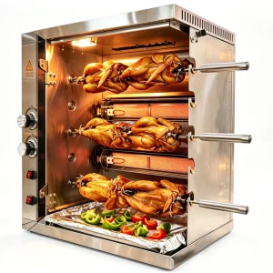 Commercial Cooking Gas Chicken Grill Machine Restaurant Stainless Steel 5 Rod Rotisserie Oven Auto Roast Chicken Meat Griller