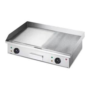 Commercial Counter Top Half Flat Half Ribbed Grill Electric Griddle Adjustable Control Flat Top Grill Tabletop Grill Griddle