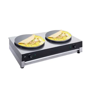 Commercial Crepe Maker Gas Pancake Maker with Double Pan Nonstick Round Crepe Hotplate Griddle Machine Gas Crepe Maker