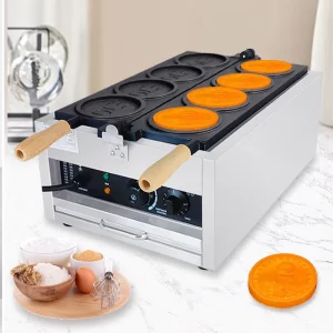 Commercial Custom Logo Japanese Gold Coin Waffle Maker Electric 4 Piece 10 Yen Design Non Stick 304 Stainless Steel