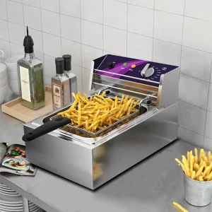 Commercial Deep Fryer 10L+10L 2500W Large Capacity Snack Chicken Food Electric Fryer Electric Skillet for Kitchen