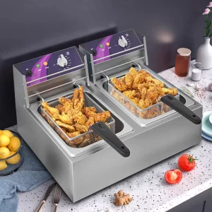 Commercial Deep Fryer 10L+10L 304 Stainless Steel 2500W Electric Professional Large Capacity Restaurant Use 3-Year