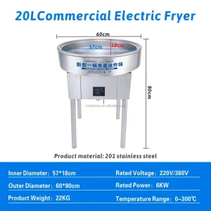 Commercial Deep Fryer Electric Round Industrial Style with Stable Performance for High Volume Food Production