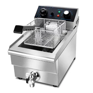 Commercial Deep Fryer Electric Stainless Steel 12L Countertop Frying Machine for Chain Restaurant Kitchen Back Equipment