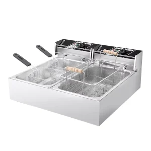Commercial Deep Fryer with Large Capacity Double Single Tub Electric Fryer for Doughnuts Skewers French Fries Chicken Steak