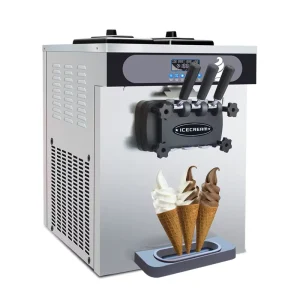 Commercial Desktop Soft Ice Cream Machine Three Color Cone Maker Sundae Machine Milk Water Compatibility High Capacity 25 28L h