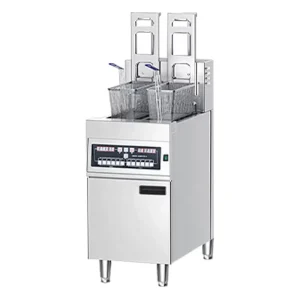 Commercial Digital Floor Standing Electric Deep Fryer Double Tank Auto Lift Basket Stainless Steel Restaurant Kitchen
