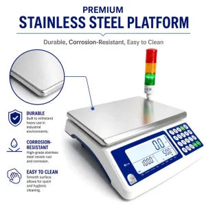 Commercial Digital Kitchen Scale 30kg 1g Accuracy Industrial Weighing Scale with Counting Function LCD Stainless Steel