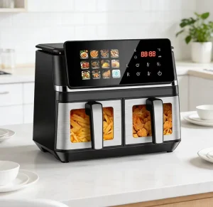 Commercial Digital Large-Capacity 10L Touchscreen Display Stainless Steel Double Basket Smart Electric Air Fryer Oven For Home