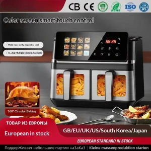 Commercial Digital Large Capacity Touchscreen Display Stainless Steel Double Basket Smart Electric Square Air Fryer Oven Home