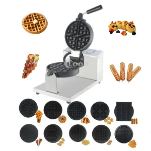 Commercial Digital Waffle Maker Machine Rotary Belgian 110V 220V Multi Function Removable Plates for Household Use