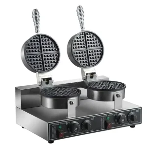 Commercial Double Headed Belgian Thick Waffle Maker Machine Aluminum Alloy Stainless Steel Construction Low Consumption High