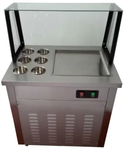 Commercial Double Pan 5 Buckets Ice Cream Machine Ried Ice Cream Roll Maker