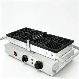 Commercial Double Plates Belgian Waffle Maker Custom Waffle Shapes Support Adjustable Temp Electric Waffle Iron for Restaurant