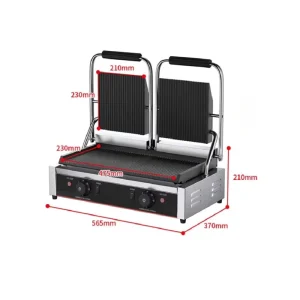 Commercial Double Plates Panini Grill Electric Contact Sandwich Press Griddle for Restaurant