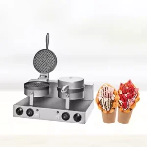 Commercial Dual Head Electric Waffle Maker Stainless Steel Adjustable Temp Non stick Molds Waffle Iron Snack Bar Restaurant Cafe