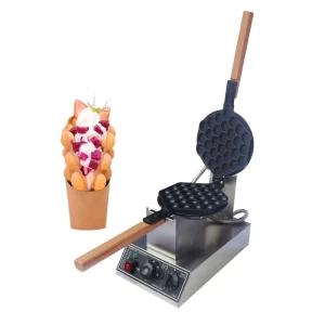 Commercial Electric 110V 220V Stainless Steel Bubble Waffle Maker Egg Cone Baker Touch Control Timer Easy Operation
