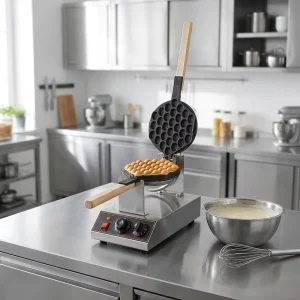 Commercial Electric 110V/220V Stainless Steel Bubble Waffle Maker & Egg Cone Baker with Touch Control Timer Easy Operation