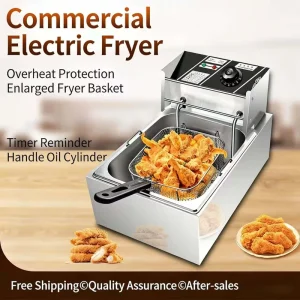 Commercial Electric 3000W Stainless Steel Double Screen Potato Chips Deep Fryer for Restaurants