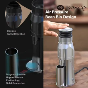 Commercial Electric Coffee Grinder 48mm 72W Motor 25 30g Capacity 7 Star Grinding Disc Aluminum Housing Stainless Steel