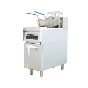 Commercial Electric Deep Fryer 28L 18KW Floor Standing Intelligent Control 304 Basket Oil Filter Cart 380V High Productivity
