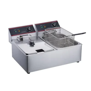 Commercial Electric Deep Fryer 5000W Stainless Steel Double Tank Countertop Frying Machine for Restaurant Chicken Fries
