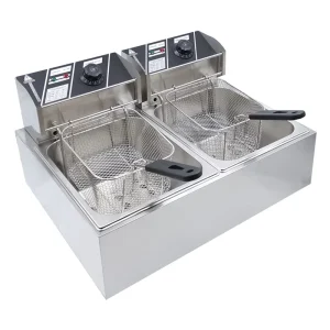Commercial Electric Deep Fryer 6L+6L Two Tank Double Basket Adjustable Temperature Chicken Chips Frying for Restaurant Kitchen