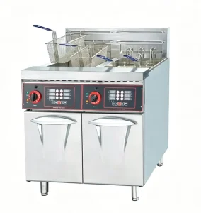 Commercial Electric Deep Fryer DF 26 2A Dual Tank 28L Each Floor Standing 6 Channel Timer 18KW 380V CE Certified Stainless