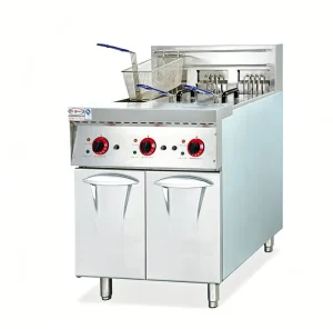 Commercial Electric Deep Fryer DF 26 Triple Tank Floor Standing Stainless Steel Storage Cabinet CE Certified Fast Food 41000