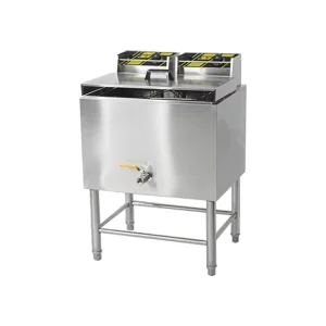 Commercial Electric Deep Fryer Floor Standing Fryer Machine 1 Tank 2 Baskets 27L Capacity French Chips Fried Chicken Fryer