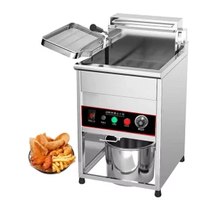 Commercial Electric Deep Frying Machine Stainless Steel 6000W Adjustable Temperature Knob Built In Oil Drain System Removable