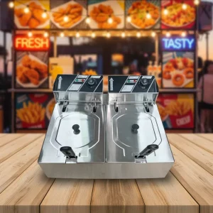 Commercial Electric Double Countertop Deep Fryer Stainless Steel 2500W Restaurant Street Food
