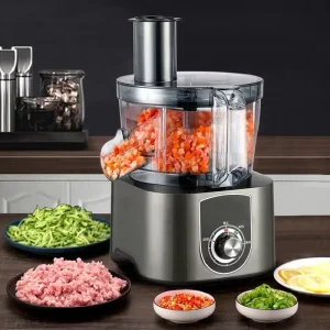 Commercial Electric Food Processor PP Plastic Multifunctional Vegetable Chopper Cutter Slicer Stainless Steel Blades 5 Piece