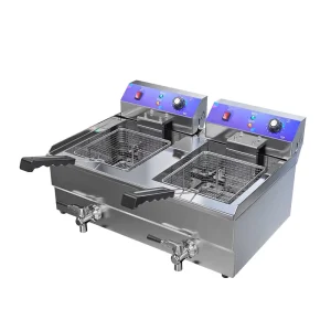 Commercial Electric Fryer Double Tank 13L 26L Stainless Steel 3KW Power Timed Large-Capacity Snack Frying Machine for French