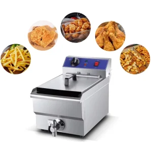 Commercial Electric Gas Stainless Steel 2500W Large Single Tank Deep Fryer Pot Filter Basket Donut Fryer