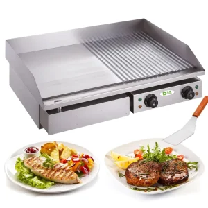 Commercial Electric Grill Electric Hand Grabbed Pancake Machine Stainless Steel Plate Half Pit Half Flat Steak Grill Dual Zone