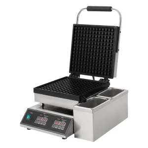 Commercial Electric Heating 2.3KW Non Stick Coating Waffle Maker Oil Collection Grooved Design Egg Waffle Making