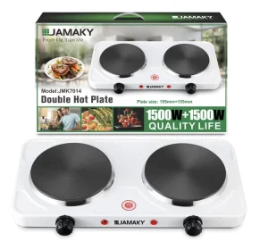 Commercial Electric Hot Plate Dual 1500W Iron Steel Galvanized Base 155mm Plates Kitchen Double Hot Plate