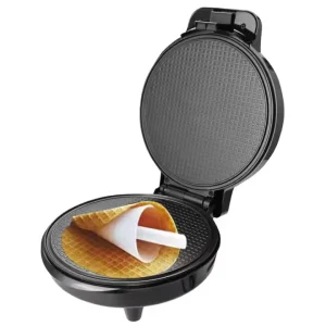 Commercial Electric Ice Cream Waffle Cone Machine With Interchangeable Plates for Belgian Pancake and Sandwich