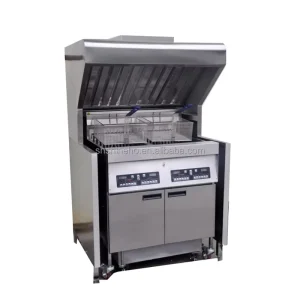 Commercial Electric Open Deep Fryer With Oil Pump and Hood