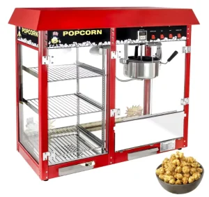 Commercial Electric Popcorn Machine with Large Capacity Automatic Tempered Glass & Stainless Steel Kettle for Bakery Use
