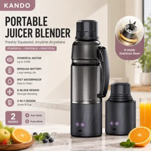 Commercial Electric Rechargeable USB 650ml Portable Blender 6 Blades Plastic Container 6000mAh Battery Smoothies Shakes Heating