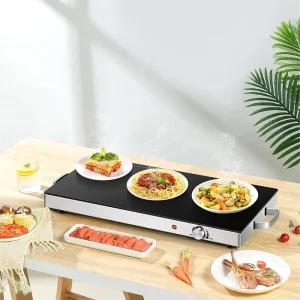 Commercial Electric Rectangular Food Warmer 150C Buffet Heating Plate Coil Timer Child Lock Anti-Scald for Restaurant Hotel