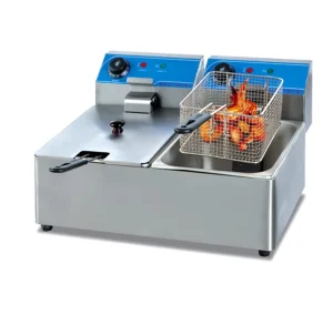 Commercial Electric Stainless Steel Double Tank 6+6L Temperature Control Deep Fryer Automatic Roaster & Fried Rice Machine