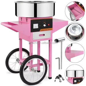 Commercial Electric Standing Digital Marshmallow Maker Cotton Candy Floss Machine with Trolley Cart