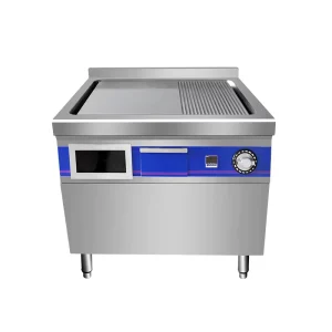 Commercial Electric Teppanyaki Grill Large Stainless Steel 304 Grade Countertop Griddle Cabinet Flat Ribbed BBQ Charbroiler