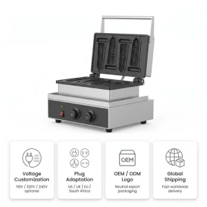 Commercial Electric Waffle Stick Maker Lolly Waffle on Stick Machine for Night Market Food Truck Dessert Snack Stall