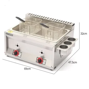 Commercial Equipment Stainless Steel Electric Gas Chip Fryers French Fries Large Capacity Single Pot Deep Fryer with 2 Baskets