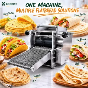Commercial Flatbread Machine with Adjustable Thickness and Custom Size for European Flatbread and Pita Bread Distributor